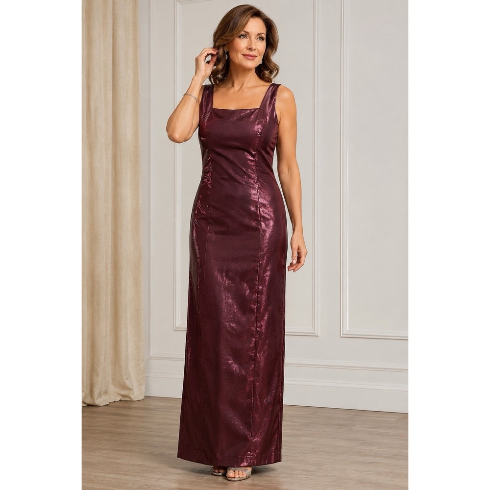 Alex Evenings Purple Glitter Formal Gown Dress 14P 14WP Petite Sleeveless Maxi